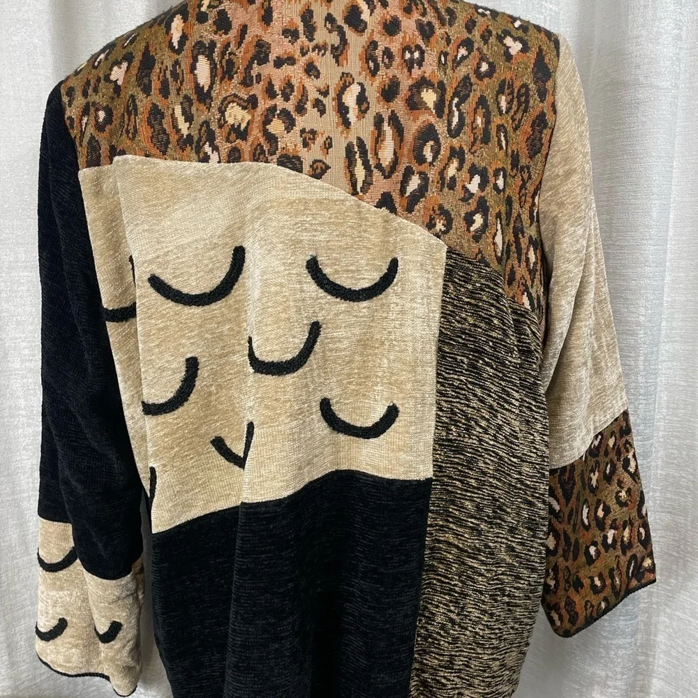 Indigo Moon women’s patchwork jacket 1X- leopard print, paisley